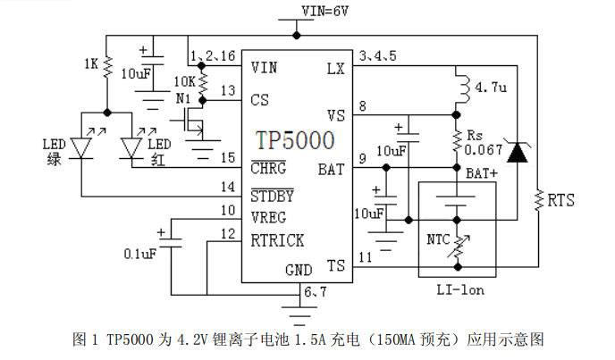 磷酸鐵鋰電池充電管理芯片TP5000概述、特性及應用