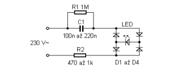 220V AC电源LED指示灯电路图
