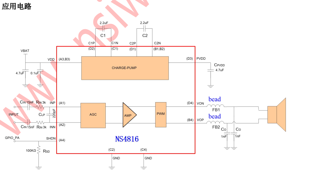 NS4816音频功率放大器概述、特性及应用