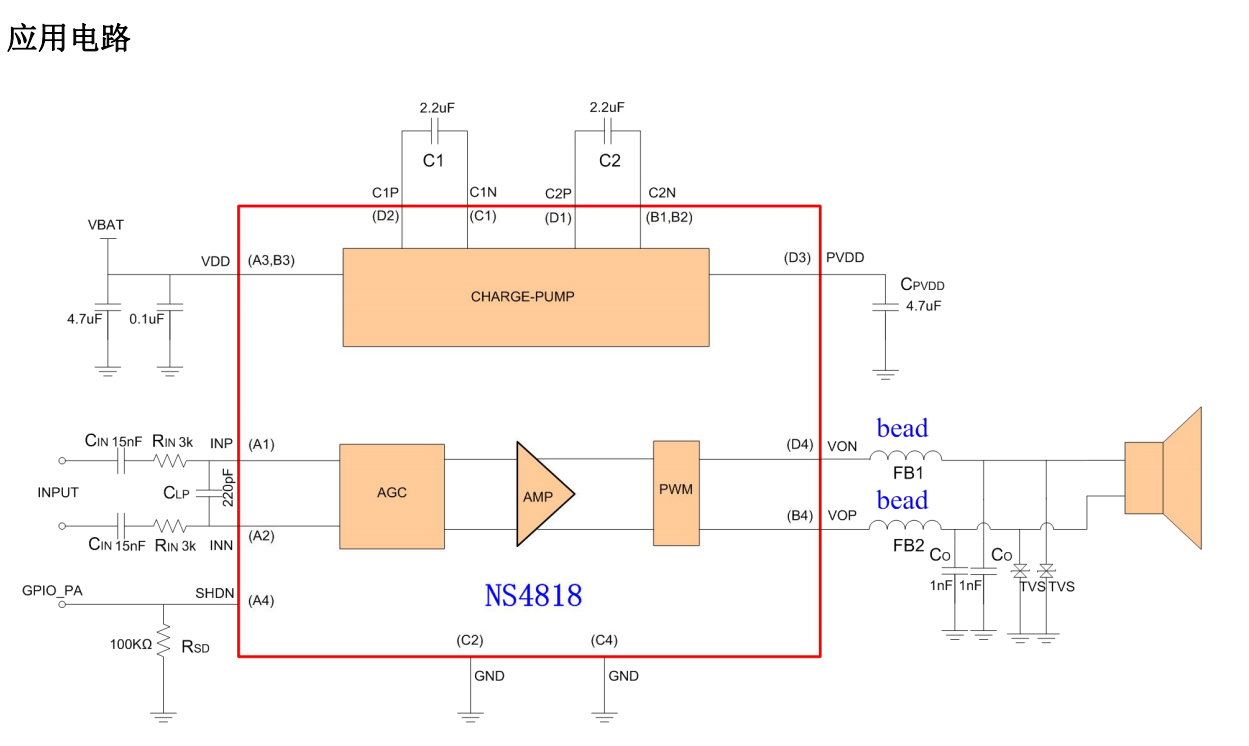 NS4818音頻功率放大器概述、特性及應用