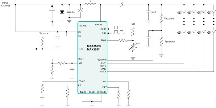 使用<b class='flag-5'>MAX25510</b>和<b class='flag-5'>MAX25511</b><b class='flag-5'>混合調光</b>