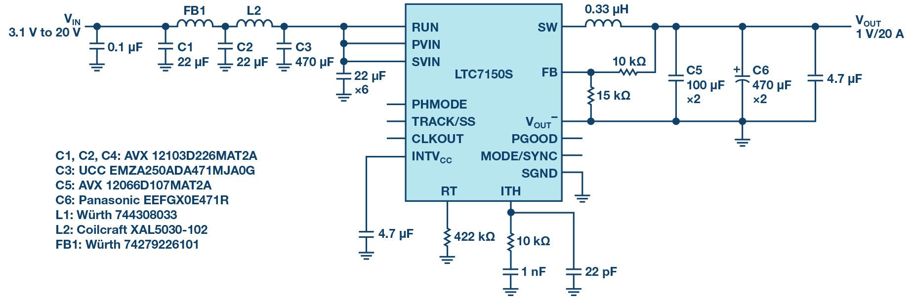 纤巧、高效率单片式稳压器为先进的SoC和微处理器供电-ⅹl1507稳压芯片电路图1