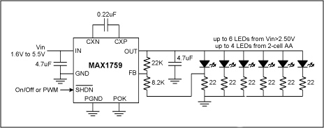 降压/升压电荷泵稳压器采用1.6V至5.5V宽输入为<b class='flag-5'>白光</b><b class='flag-5'>LED</b><b class='flag-5'>供电</b>