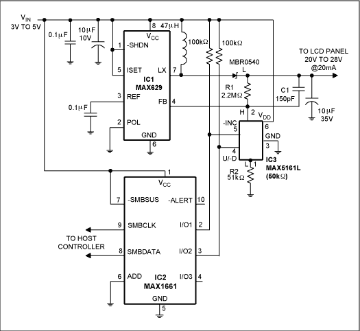 SMBus I/O<b class='flag-5'>扩展器</b><b class='flag-5'>控制</b>LCD偏置电压
