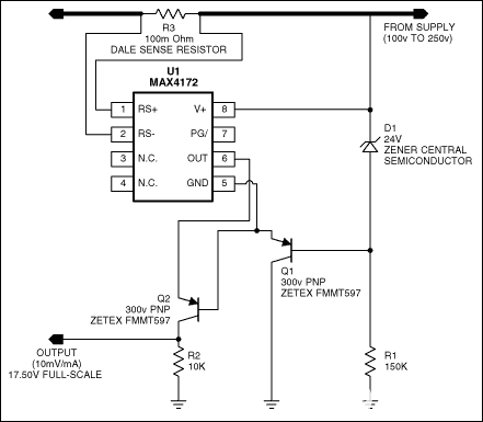 高邊電流檢測放大器工作在高電壓