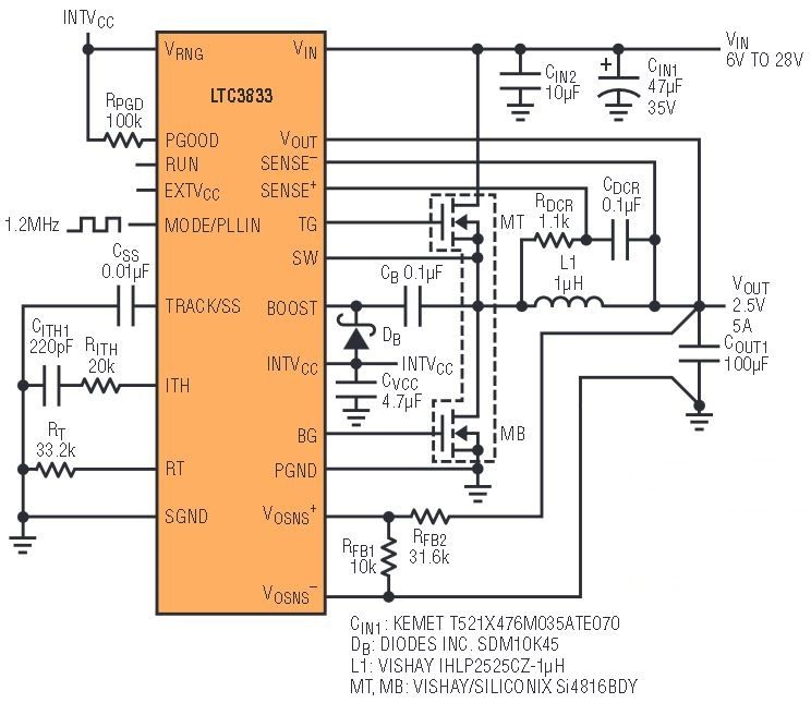 LTC3833高性能同步降压型DC/DC控制器的应用