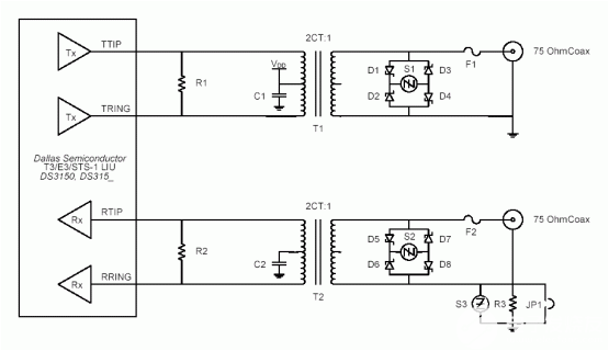 <b class='flag-5'>T3</b>/<b class='flag-5'>E3</b>/STS-1 LIU二次浪涌保護(hù)設(shè)計(jì)