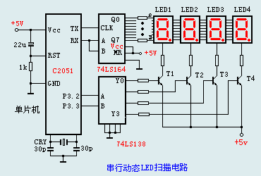 串行口動(dòng)態(tài)掃描顯示電路