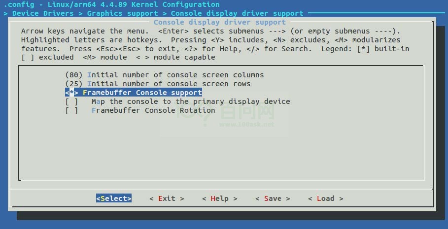 图8-6: Console display driver support选项