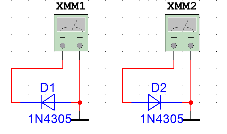 萬用表檢測二極管的仿真分析
