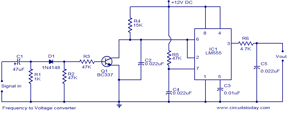 一个非常简单的频率电压转换器电路图