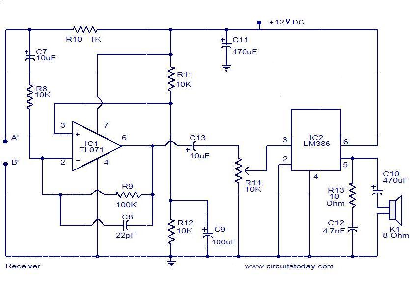 一个简单的音频监控系统的电路原理图