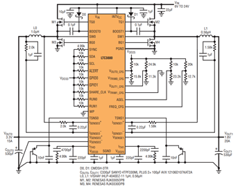 双输出DC/DC控制器专为电压调节模块磁芯设计