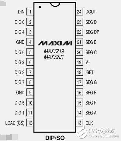 max7219驅(qū)動4個數(shù)碼管連接圖