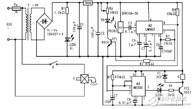 由<b class='flag-5'>LM567</b>组成的<b class='flag-5'>红外线</b>自动洗手器（五种<b class='flag-5'>红外线</b>自动洗手器电路详解）