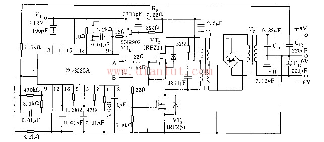 sg3525推挽應(yīng)用電路圖