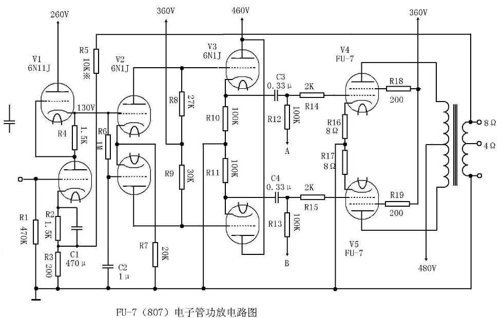 807电子管功放电路图大全（十款模拟电路设计原理图详解）