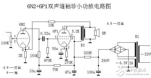 6n2推6p1单端功放电路图图片