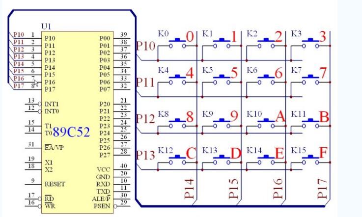 单片机8x8矩阵键盘原理说明