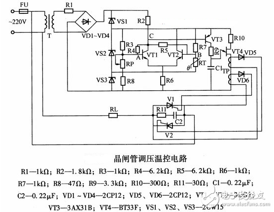 晶閘管簡單調壓電路圖大全（六款晶閘管簡單調壓電路原理圖詳解）