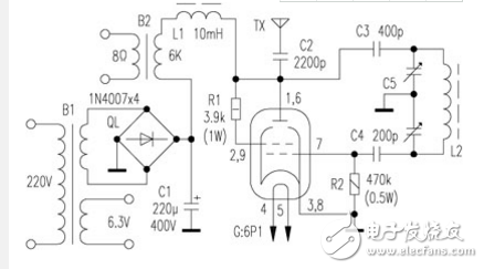 電子管發射機電路圖大全（6Pl電子管/調頻發射機電路圖詳解）