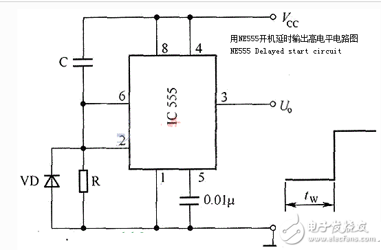 ne555延時(shí)電路圖大全（開(kāi)機(jī)延時(shí)輸出高電平/自激多諧振蕩器）