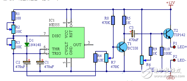 ne555呼吸燈電路圖大全（三款NE555脈沖LED燈電路詳解）