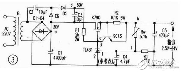 7805稳压电源电路图大全（集成稳压器/线性稳压电源/场效应管）