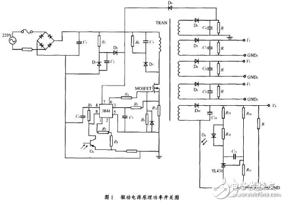 uc3844开关电源电路图汇总（反激式变换电路/高频变压器/电流反馈电路）
