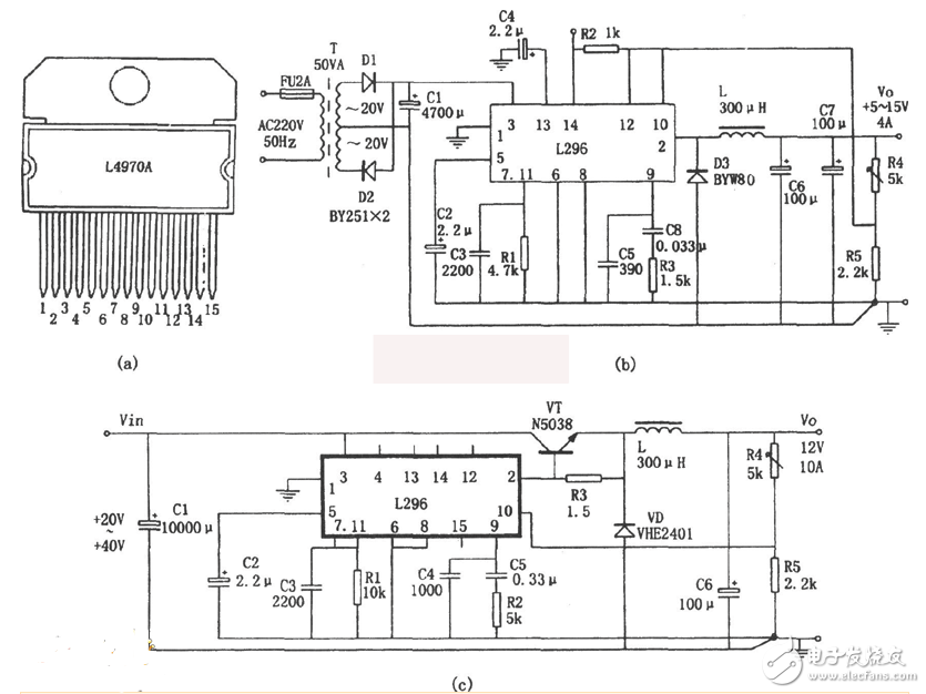 大電流<b class='flag-5'>開關(guān)電源</b><b class='flag-5'>電路</b>圖大全（L296/DC-DC變換/<b class='flag-5'>CF8865</b>）