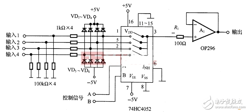 74hc4052应用电路图大全（多路复用器/多路音频切换电路）