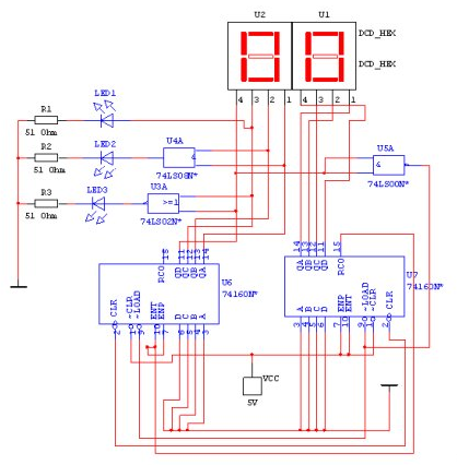 设计原理和工作电路交通灯的控制电路主要由555定时器,分频电路产生出