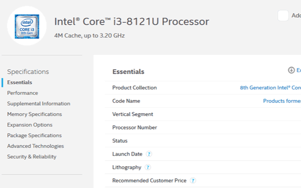 Intel公布了首款10nm处理器，型号i3-8121U