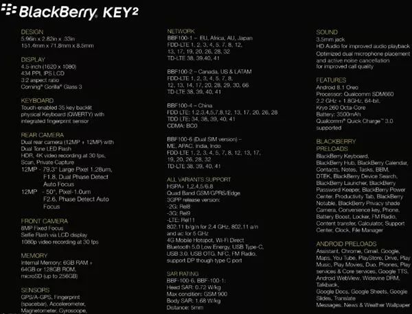 6月8日在北京举办新品发布会,正式发布黑莓key2