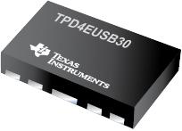 TPD4<b class='flag-5'>EUSB</b>30 用于超高速 (6 GBPS) <b class='flag-5'>USB</b> 3.0 接口的 4 通道 ESD 解决方案