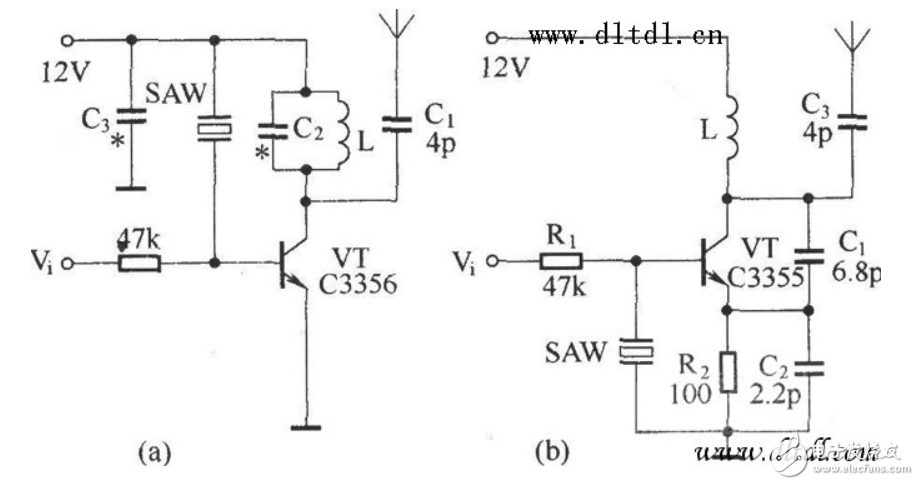 兩種晶體管超高頻無線電發射基本電路