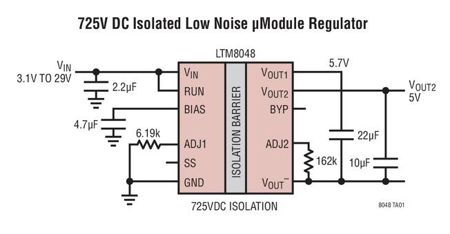 隔离型反激式μModule DC/DC转换器LTM8048