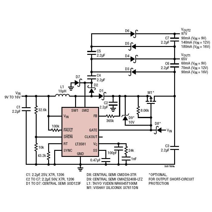 PWM DC/DC转换器LT3581