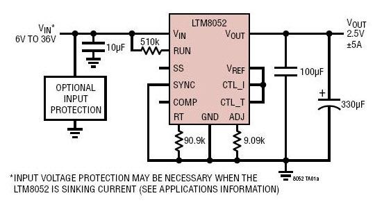 降压型 μModule® 稳压器LTM8052 