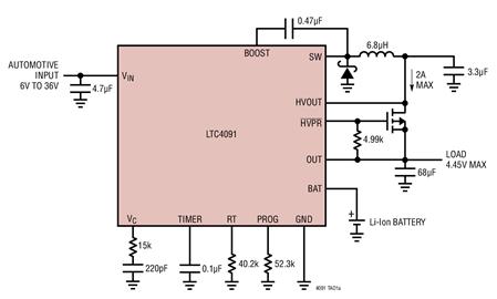 36V锂离子电池充电器和电源备份管理器-LTC®4091