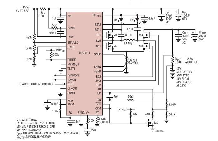 LT3791-1电流调节器控制器，工作区之间的无缝转换