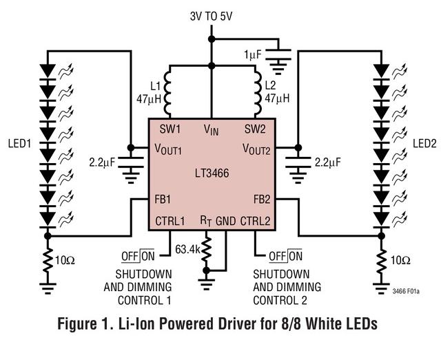 全功能白光LED输出升压型转换器LT®3466