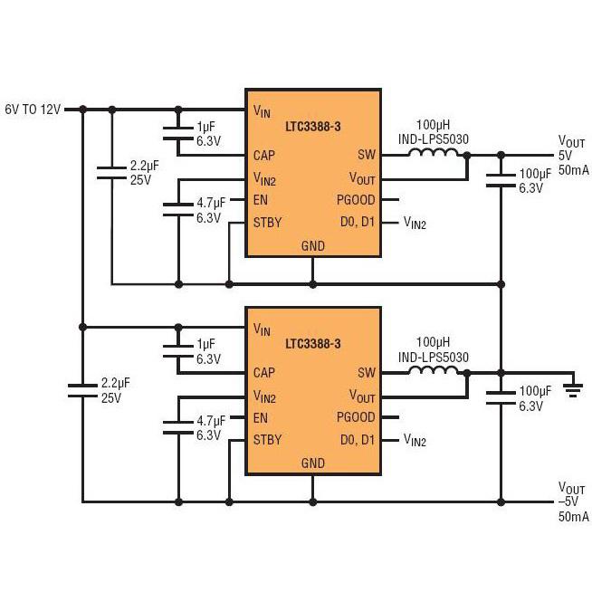 易用型分离电压电源采用转化器LTC3388