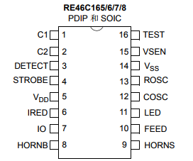 基于RE46C165/6/7/8具有CMOS 光電型<b>煙霧</b><b>探測器</b> ASIC