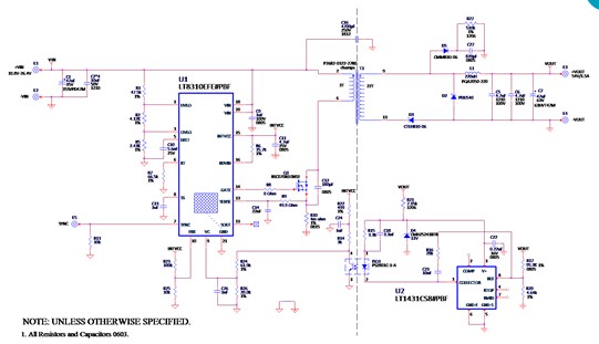 正激式轉換器控制器LT8310和可調并聯電壓調節器LT1431