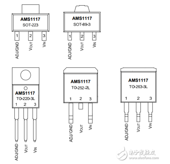 ams1117-3.3的引脚图及其引脚的判定方法