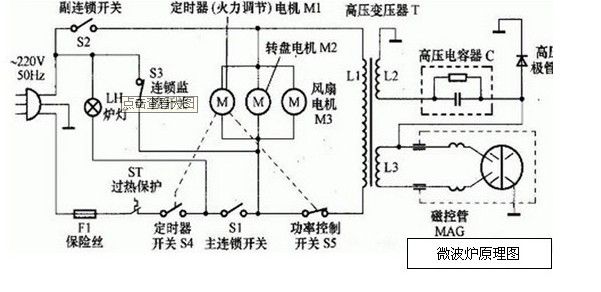 微波炉电容正规接线图图片