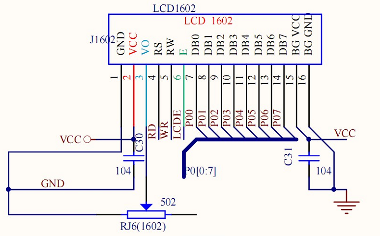 <b>1602</b><b>液晶</b>屏程序<b>和</b><b>LCD1602</b>芯片的资料接线图原理图免费下载