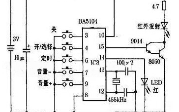 用BA5104/BA8206设计音响红外遥控电路