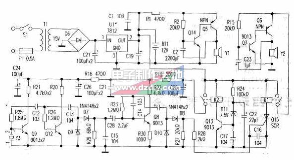 多普勒感應(yīng)報警器電路原理